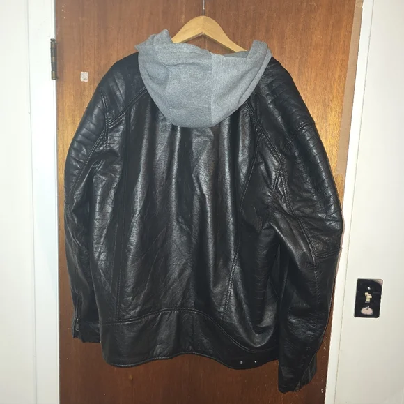 Urban Republic Black Bomber Jacket with Gray Hood - Picture 3 of 5